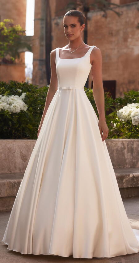Jednoduché svatební šaty Bianco Evento Levente